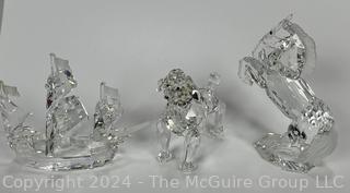 Three Swarovski Crystal Figures: Dog, Horse and Tall Sailing Ship