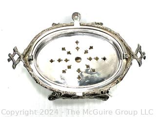 Edwardian Silver Plated Turnover Dish with Tilting Cover 