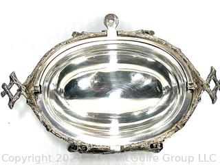 Edwardian Silver Plated Turnover Dish with Tilting Cover 