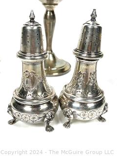 Sterling Silver Weighted (304 G) Compote and Three (3) Sets of Sterling Silver Shakers (502 G)
