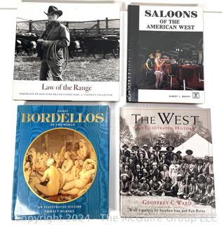 Four (4) Coffee Table Books on the American West, Saloons and Great Bordellos of the World