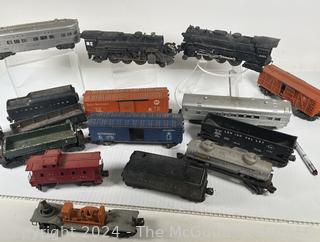 LIONEL "O" Gauge train sets: 2025 Steam Engine w/ 2466WX Tender and 2055 Steam Engine and Tender; Tracks; Transformers; Passenger and Freight Cars