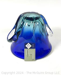 Blue Seguso Murano Heavy Glass Art Glass Vase 