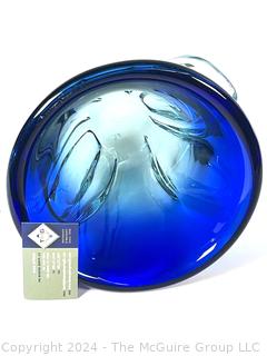 Blue Seguso Murano Heavy Glass Art Glass Vase 