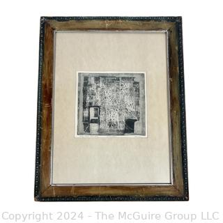 Framed Under Glass Black & White Lithograph dated 1966 Titled "Geflecht" and Signed by Artist. 18 x 23” OD