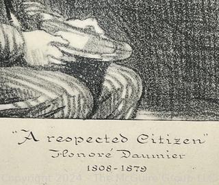 Framed Under Glass Lithograph Titled "A Respected Citizen" by Honore Daumier From The Court Series 