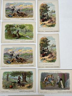 Twenty Three (23) French Victorian Trade Cards Fables De Lafontaine for Solution Pautauberge - Tuberculose