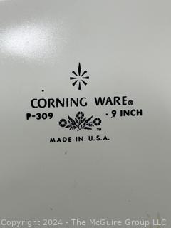 Corningware Pie Plates and Pyrex Mixing Bowl. 