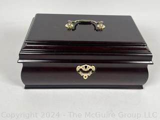 Wood & Brass Jewelry Box with Hinged Lid 