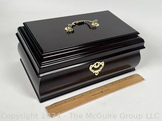 Wood & Brass Jewelry Box with Hinged Lid 