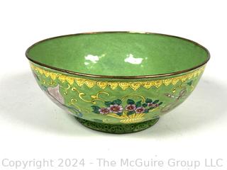 Green Floral Cloisonné Enamel Metal Bowl 