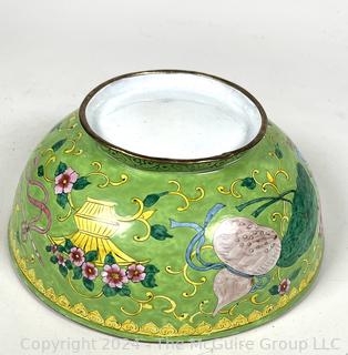 Green Floral Cloisonné Enamel Metal Bowl 