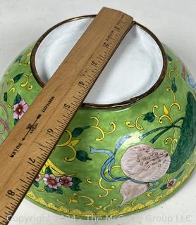 Green Floral Cloisonné Enamel Metal Bowl 