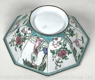 Blue & White Famille Rose Cloisonné Enamel Metal Bowl 