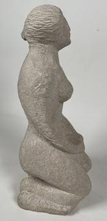 Carved Stone Statue of Woman Kneeling. 
