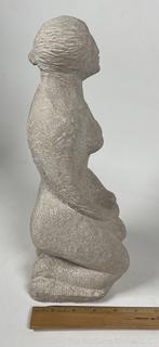 Carved Stone Statue of Woman Kneeling. 
