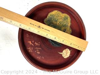 Two (2) Chinese Peking Enamel Ikebana Planters and Wooden Stand. 