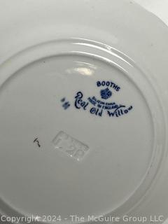 Booths Blue and White Transferware in Willow Pattern Plates, Made in England. 6” Diameter A8025