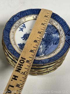 Booths Blue and White Transferware in Willow Pattern Plates, Made in England. 6” Diameter A8025