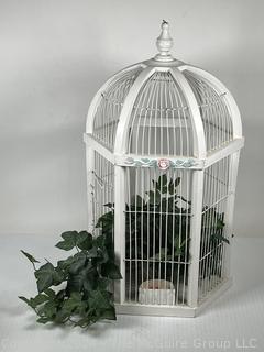 White Painted Wood Decorative Birdcage