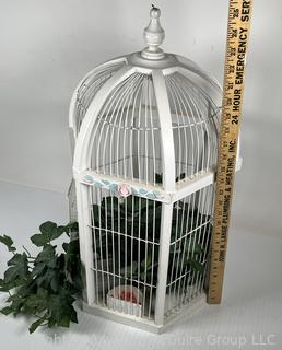 White Painted Wood Decorative Birdcage