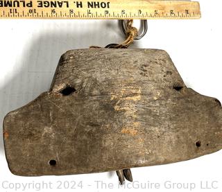 Primitive Wooden Hanging Cow Bell from Thailand