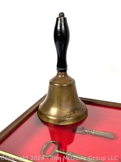 Brass Hand Bell, Ceramic Figurines, Brass Keys, Candle Holder and Kitchen Utensils.