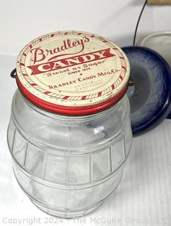 Butter Crock, Enameled Pitcher, Candy Jar and OREO Cookie Jar