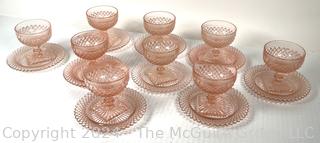 Set of Nine (9) Pink Hocking Depression Glass Miss America Sherbet Dishes 