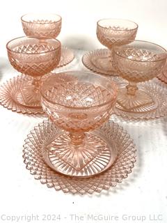 Set of Nine (9) Pink Hocking Depression Glass Miss America Sherbet Dishes 