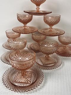 Set of Nine (9) Pink Hocking Depression Glass Miss America Sherbet Dishes 