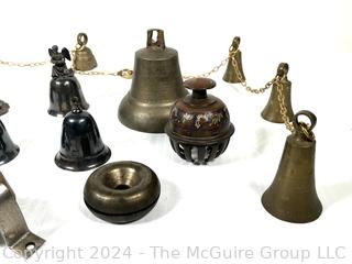 Collection of Brass Metal Bells Including Sheep and Goat Bells 