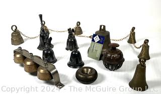 Collection of Brass Metal Bells Including Sheep and Goat Bells 