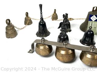 Collection of Brass Metal Bells Including Sheep and Goat Bells 