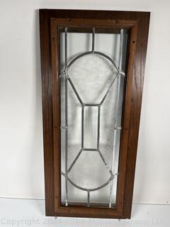 Leaded Glass Cabinet Door with Oak Frame.  First of three offered in this auction.  15 1/2" x  17 1/2"