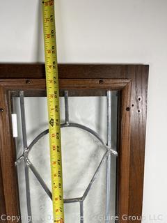 Leaded Glass Cabinet Door with Oak Frame.  First of three offered in this auction.  15 1/2" x  17 1/2"