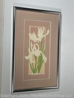 Framed Under Glass Lithograph Print Titled “Iris” Signed by Artist. 13 x 21”