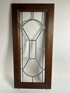 Leaded Glass Cabinet Door with Oak Frame.  Third of three offered in this auction.  15 1/2" x  17 1/2"