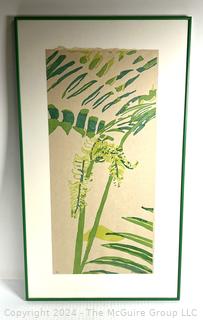 Framed Under Glass Woodblock Print Titled “Laguna Beach” Signed and Numbered by Artist Daryl Howard. 17 x 30”