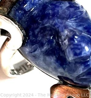 Mexican Sterling Silver & Lapis Taxco Ring Signed by Artist Jim. 