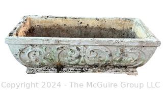 Cast Cement Rectangular Planter. First of two offered in this auction