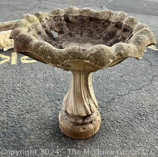 Cast Cement Shell Bird Bath, Two Piece. 