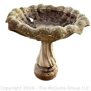 Cast Cement Shell Bird Bath, Two Piece. 