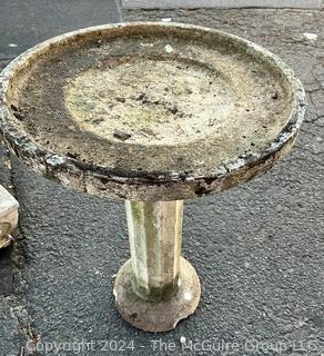 Cast Cement Pedestal Bird Bath, Two Piece. 