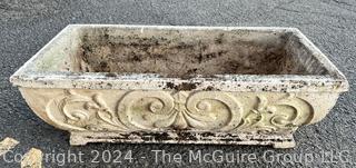 Cast Cement Rectangular Planter. Second of two offered in this auction