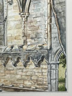 Framed Under Glass Watercolor of Cathedral Tower.  12.5x16" 