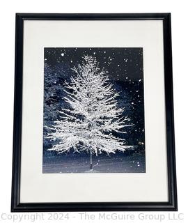 Framed Under Glass Digital Photograph Titled "Night Snowfall" by Matthew Drumright.  8" x 10".