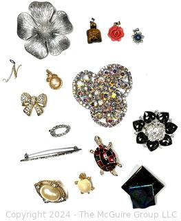 Group of Costume Jewelry Brooches and Pendants  Including Trifari