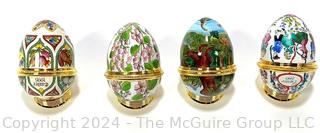 Four (4) Annual Halcyon Days Egg Enamel Trinket Boxes, Made in England