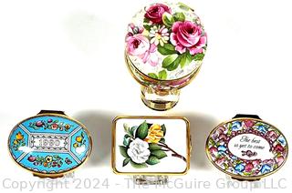 Four (4) Halcyon Days Enamel Trinket Boxes, Made in England